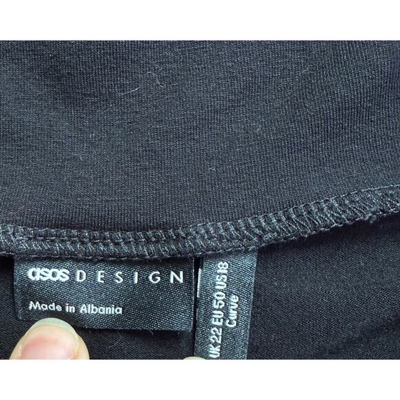 Asos Design Top Womens 18 Black Long Sleeve Surplice Neck Whimsigoth Flattering - Picture 3 of 9